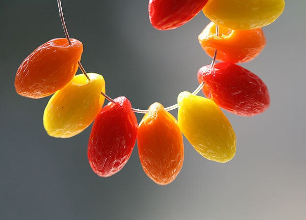 Fruit mix Czech Glass beads - almond shaped 12Pc