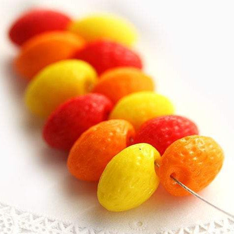 Fruit mix Czech Glass beads - almond shaped 12Pc