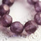 10mm Dusty purple violet glass beads, czech round fire polished round cut beads - 10Pc