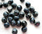 8mm Black Picasso Czech glass beads, round cut, fire polished - 15Pc