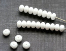 25pc White czech glass beads rondels, gemstone cut - 4x7mm