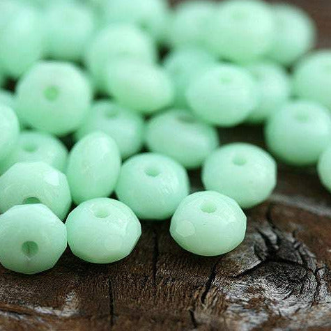 3x5mm Light mint green rondelle beads, czech glass - 50pc