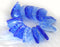 18mm Blue Czech glass mix large flat leaf beads - 12Pc