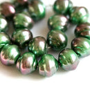 6mm Green Purple Faux pearl Round czech glass beads - 30Pc