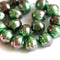 6mm Green Purple Faux pearl Round czech glass beads - 30Pc