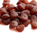 4x9mm Seaglass brown Czech glass spacer beads - 25Pc