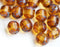 8mm Amber Topaz Picasso czech glass beads, round cut, fire polished, 15Pc