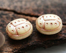 13x11mm Ladybug beige and copper, Czech glass beads, 6pc