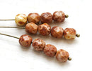 6mm Rustic brown glass beads Picasso czech beads fire polished spacers - 25Pc