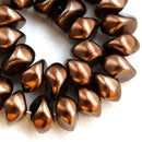 6x8mm Faux pearls, Chocolate brown Czech glass chunky beads, 25Pc
