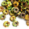 7mm Green Yellow ceramic rondelle beads 25pc
