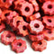 7mm Coral Red ceramic rondelle wheel beads 25pc