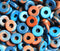 8mm Blue Orange rondelle ceramic beads 25pc
