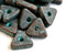 10pc Green Patina ceramic metalized Triangle beads, 10mm