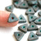 10pc Green Patina ceramic metalized Triangle beads, 10mm