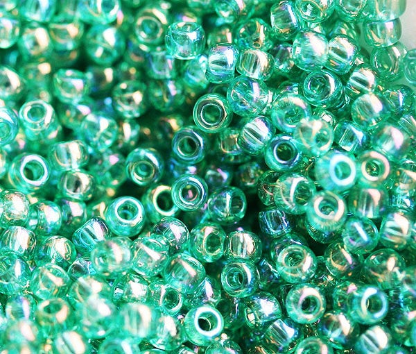 11/0 Toho Seed beads, Transparent Rainbow Dark Peridot, N 164B - 10g