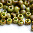 6/0 Toho seed beads, Sour Apple Picasso, Y310, green hybrid - 6g