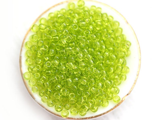 8/0 Toho seed beads, Transparent Lime Green N 4 - 10g