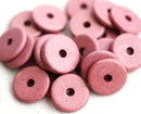 25Pc Light Pink rondelle Ceramic beads, 13mm