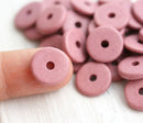 20pc Pink ceramic rondel beads, 13mm
