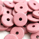 25Pc Light Pink rondelle Ceramic beads, 13mm