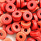 8mm Red Orange Ceramic Rondelle beads 25pc