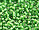 8/0 Toho seed beads, Silver Lined Frosted Peridot green N 27F - 10g