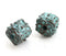 2pc Cube Green patina on copper flower ornament beads 10mm
