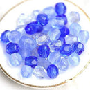 4mm Blue glass beads mix, Czech fire polished spacer - 45Pc