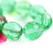 10mm Light green fire polished czech glass green beads - 6Pc