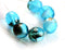 12mm Aqua Blue beads Czech Glass Mixed blue tortoise - 6Pc