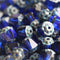 6mm Dark Blue cathedral czech glass picasso beads fire polished 20Pc