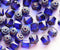 6mm Dark Blue cathedral czech glass picasso beads fire polished 20Pc
