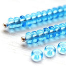 4x2mm Aqua blue czech glass beads, sea blue rondelle spacers