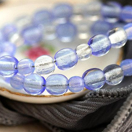 4mm 3mm Czech glass round blue beads mix - approx.120Pc