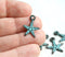 4pc Copper Starfish charms Green patina 18mm