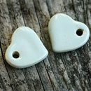 2pc Sage Green Heart charms Ceramic enamel coating