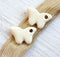2pc Beige butterfly ceramic beads, enamel coating charms