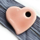 35mm Pink Heart Pendant bead greek ceramic enamel coating - 1pc
