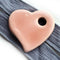 35mm Pink Heart Pendant bead greek ceramic enamel coating - 1pc