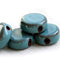 2pc Turquoise Blue Ceramic coin beads, enamel coating 17mm