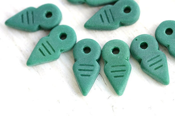10Pc Seaglass Green Arrow beads Matte finish czech Glass beads - 19x9mm