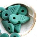 10Pc Seaglass Green Arrow beads Matte finish czech Glass beads - 19x9mm