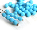 4mm Blue Turquoise Czech glass beads, Fire polished faceted spacers - 50Pc