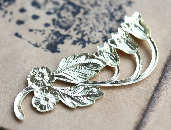 1pc Lily of the valley stamping Raw brass 45mm