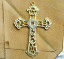 Golden Filigree Cross Raw brass pendant 1pc