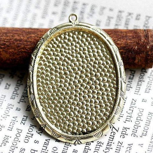 1pc Large Cameo Setting 40x30mm, Antique gold Cabochon base