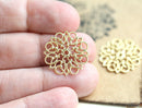 Filigree round Settings 19mm, Raw brass connectors - 2Pc
