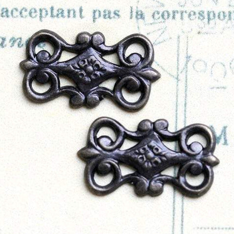 15mm square Antique brass Filigree connectors 2Pc