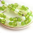 4mm 3mm Green Yellow beads Mix, Czech glass round spacers - approx.100Pc